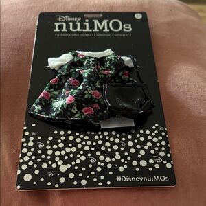Disney nuiMOs Black Floral Dress with Pink Roses & Black Purse Outfit - NEW
